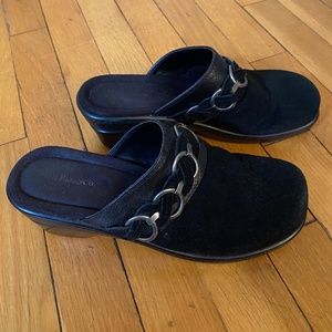 Bass Women's Black Suede & Leather Clogs